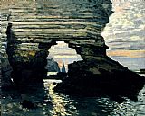 La Porte D Amount Etretat by Claude Monet